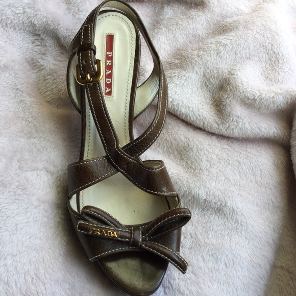 Prada sling strappy 3 in heel brown vintage platfo - Picture 1 of 3